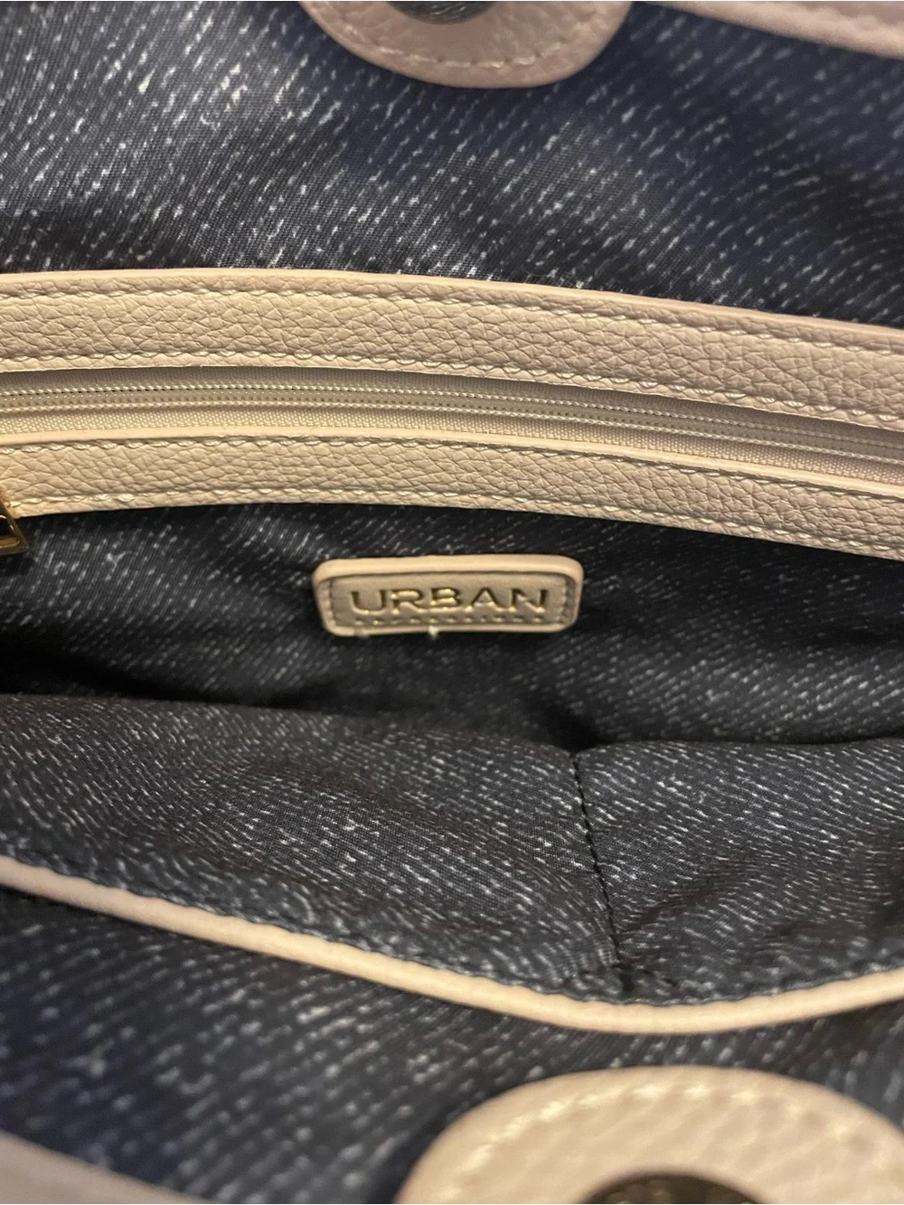 Classic Two-Tone Leatherette Briefcase Bag - Black & Cream